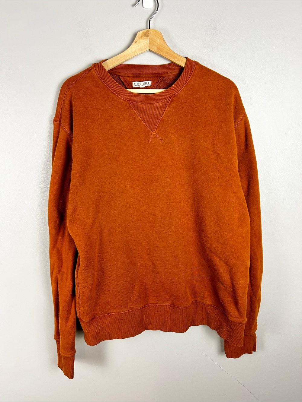 ALEX MILL Sweatshirt V-Stitch French Terry Burnt Orange Men's Large CasualLounge